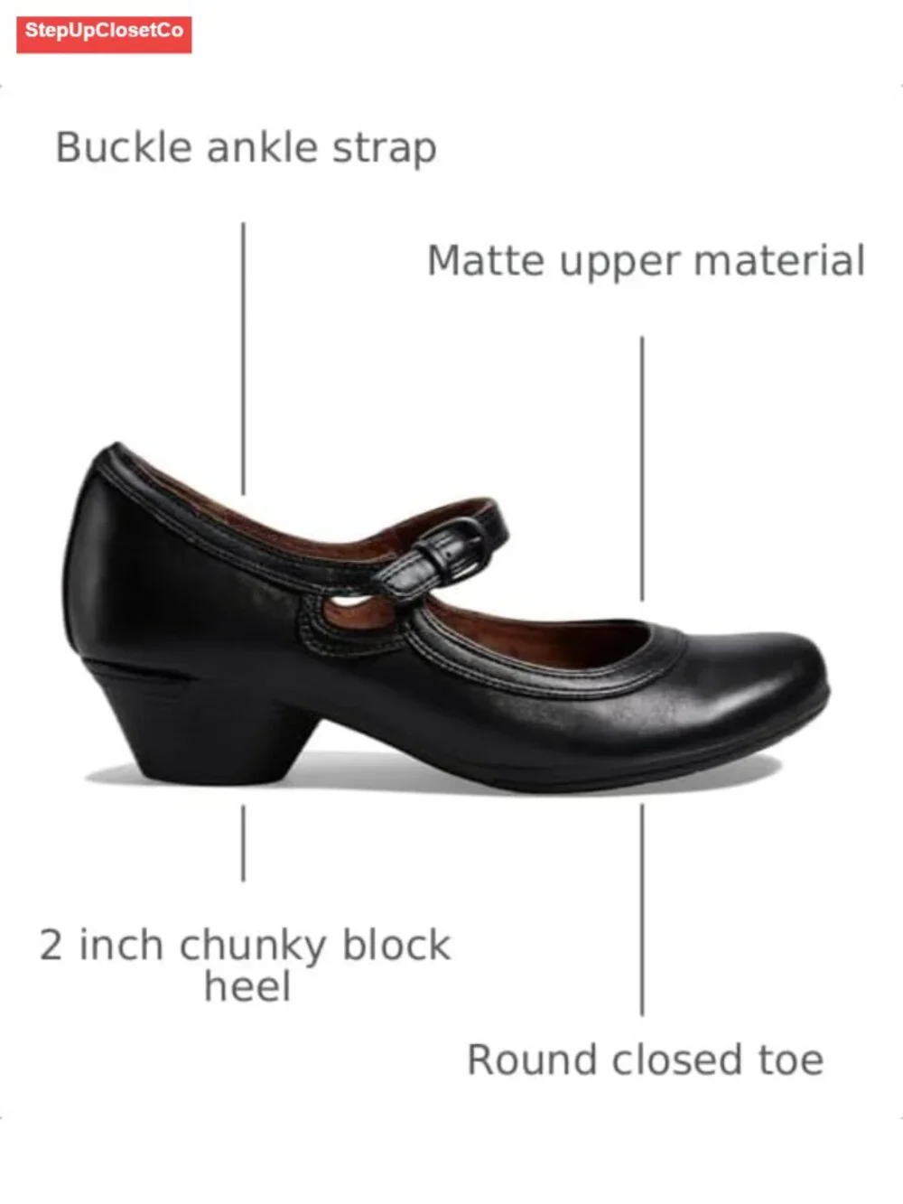 Women Retro Chunky Heel Mary Jane Shoes Round Toe Ankle Strap Dress Pumps 2